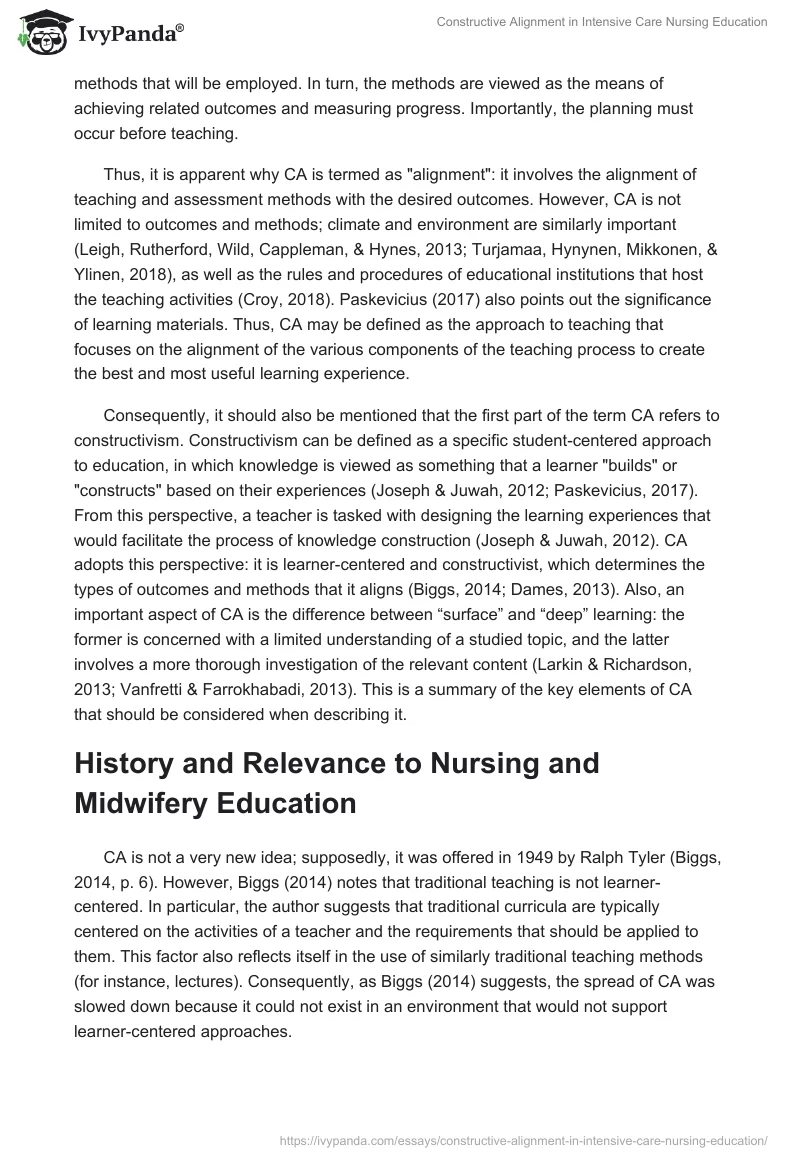 Constructive Alignment in Intensive Care Nursing Education. Page 2