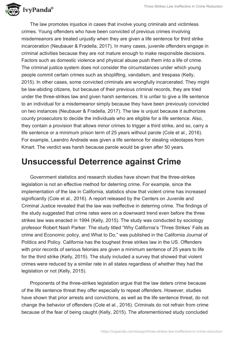 Three-Strikes Law Ineffective in Crime Reduction. Page 2
