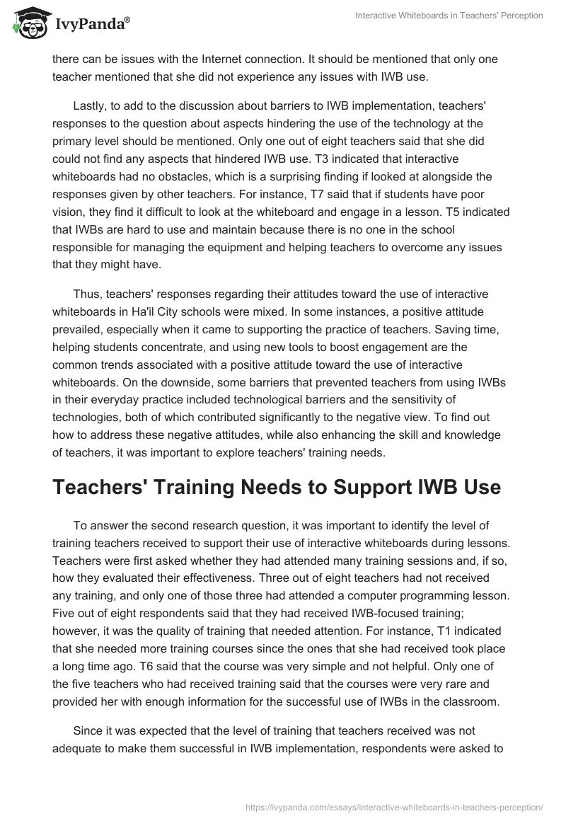 Interactive Whiteboards in Teachers' Perception. Page 3