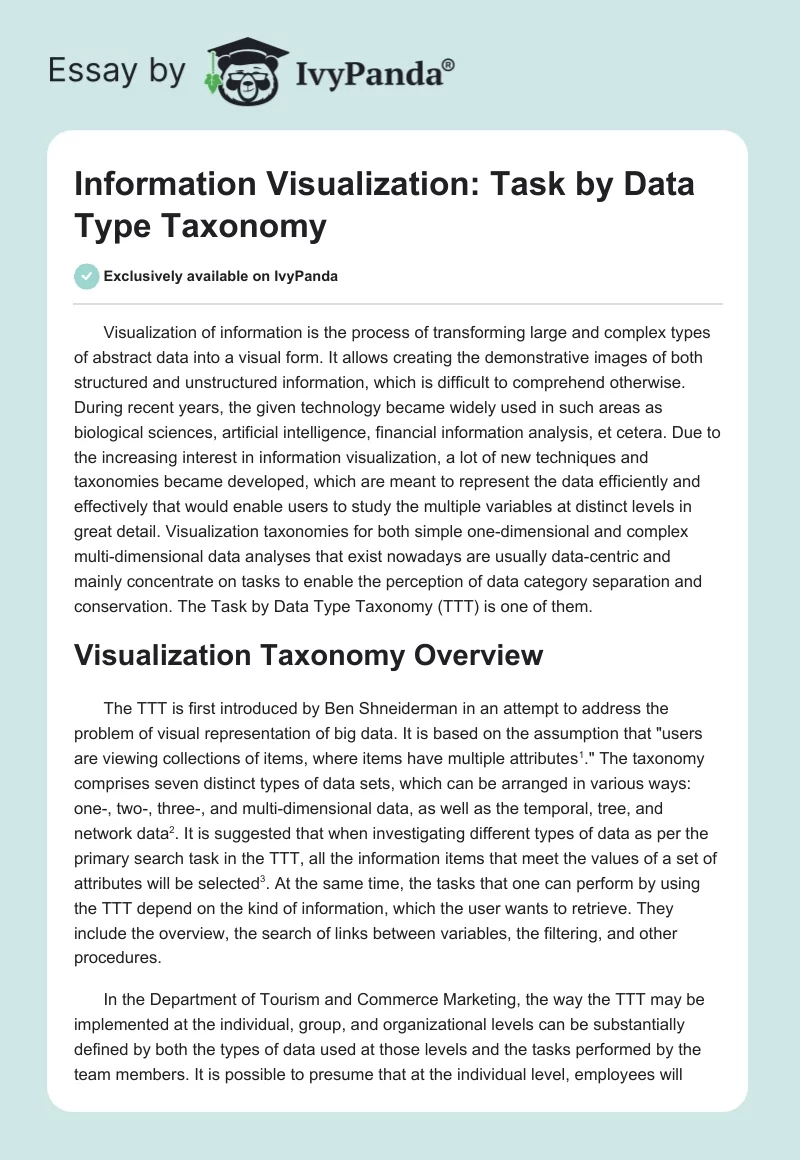Information Visualization: Task by Data Type Taxonomy. Page 1