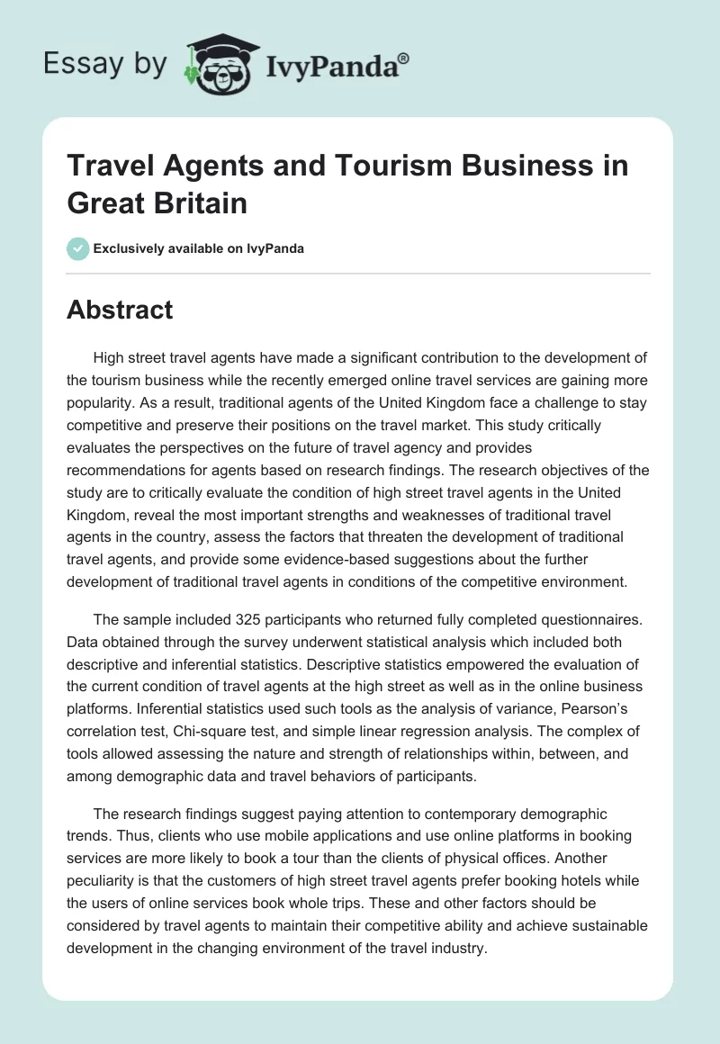 Travel Agents and Tourism Business in Great Britain. Page 1