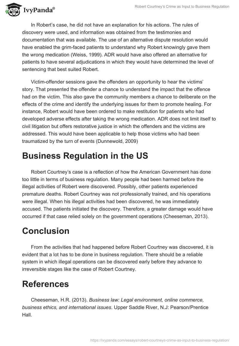 Robert Courtney’s Crime as Input to Business Regulation. Page 2