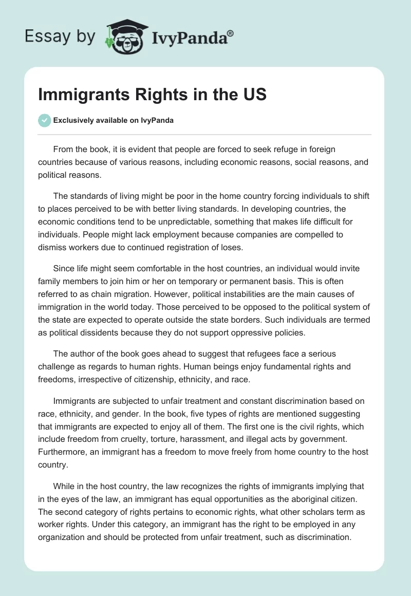Immigrants Rights in the US. Page 1