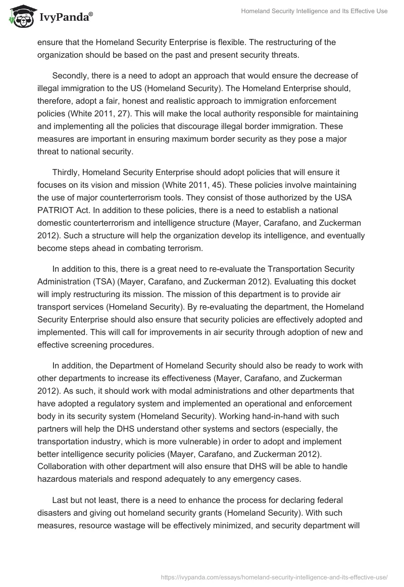 Homeland Security Intelligence and Its Effective Use. Page 2