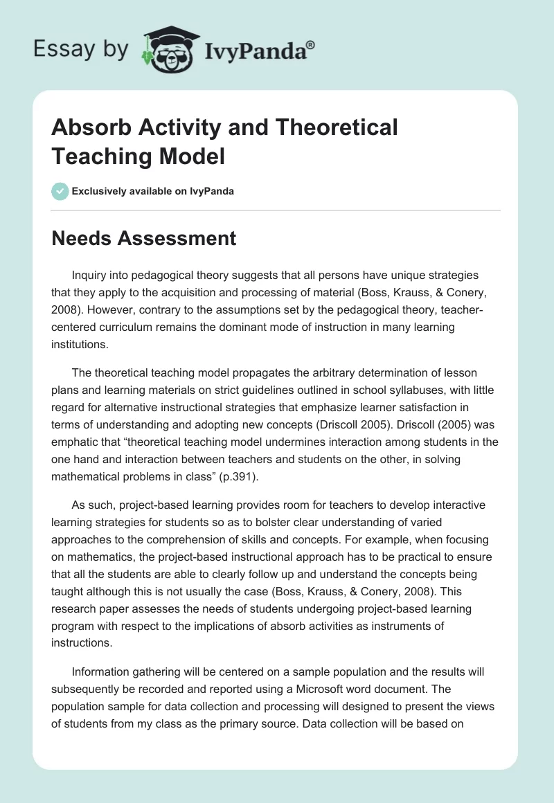 Absorb Activity and Theoretical Teaching Model. Page 1
