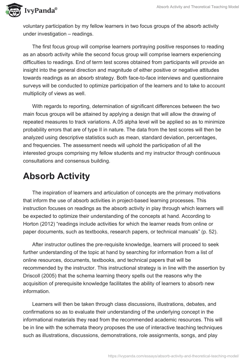 Absorb Activity and Theoretical Teaching Model. Page 2