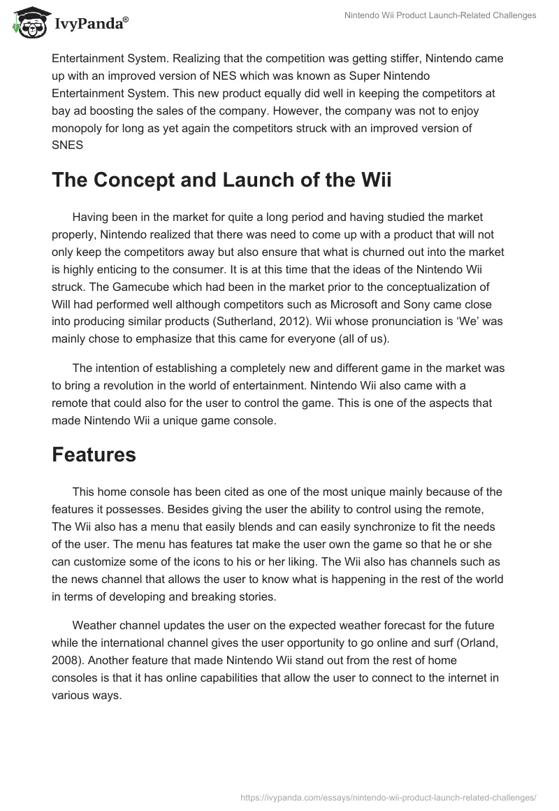 Nintendo Wii Product Launch-Related Challenges. Page 2