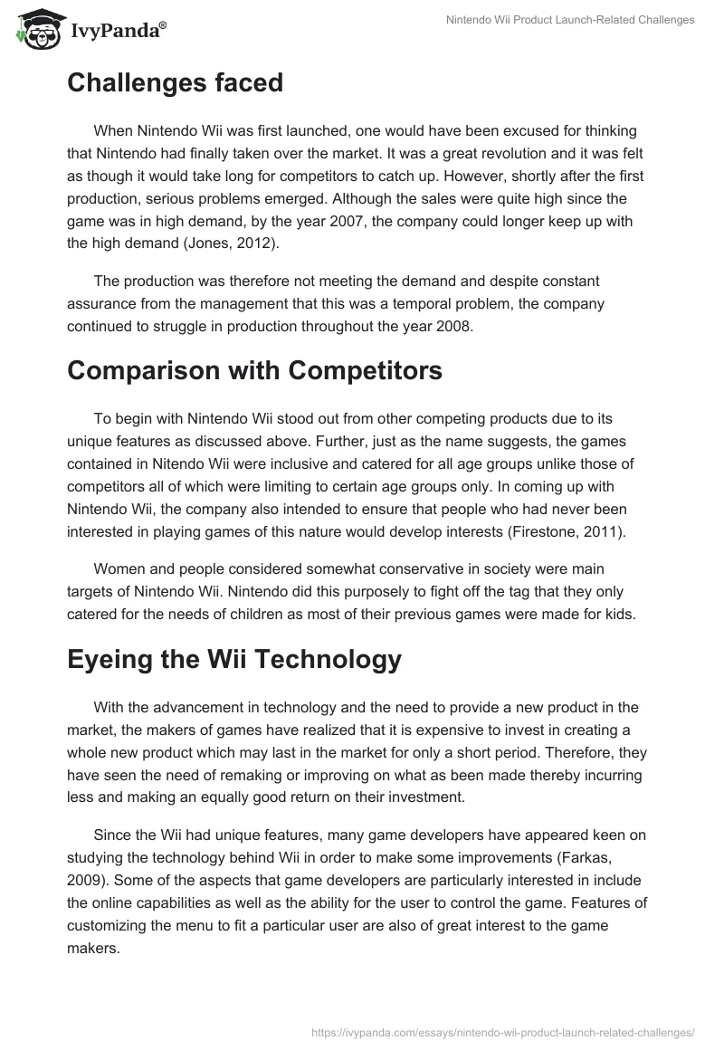 Nintendo Wii Product Launch-Related Challenges. Page 3