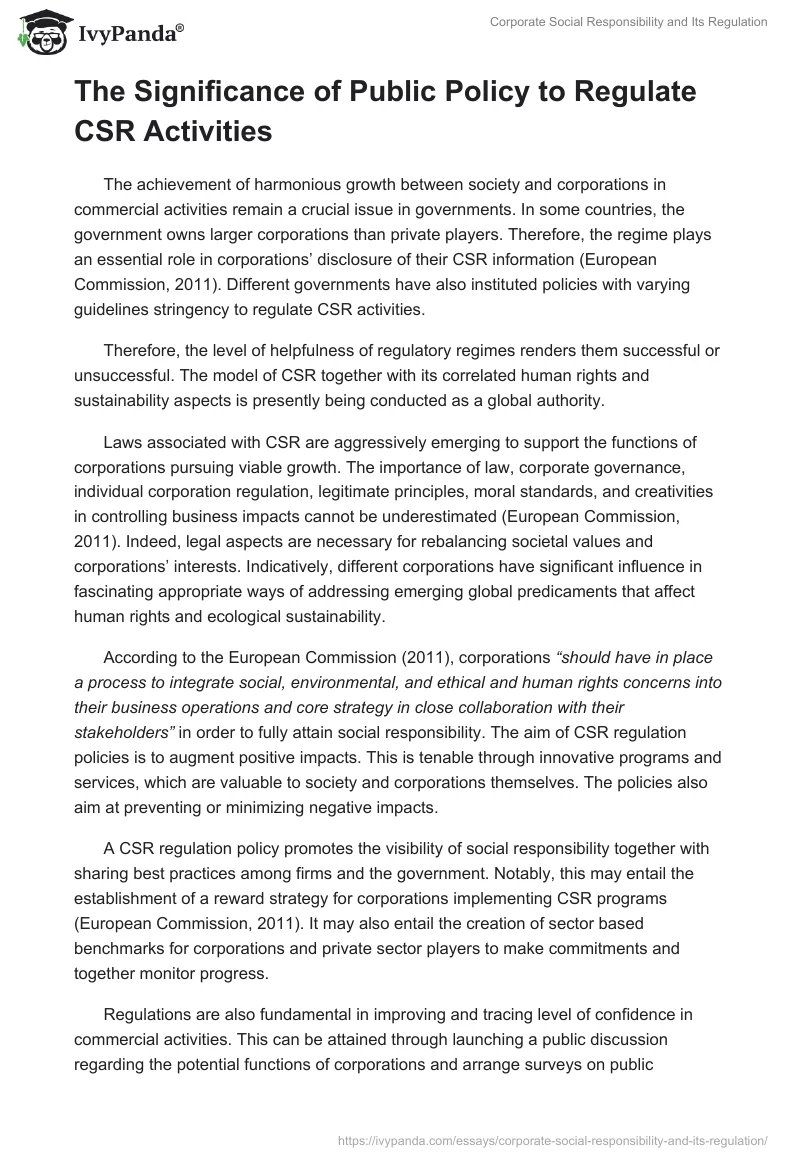 Corporate Social Responsibility and Its Regulation. Page 3