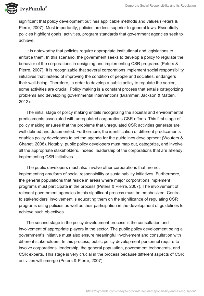 Corporate Social Responsibility and Its Regulation. Page 5