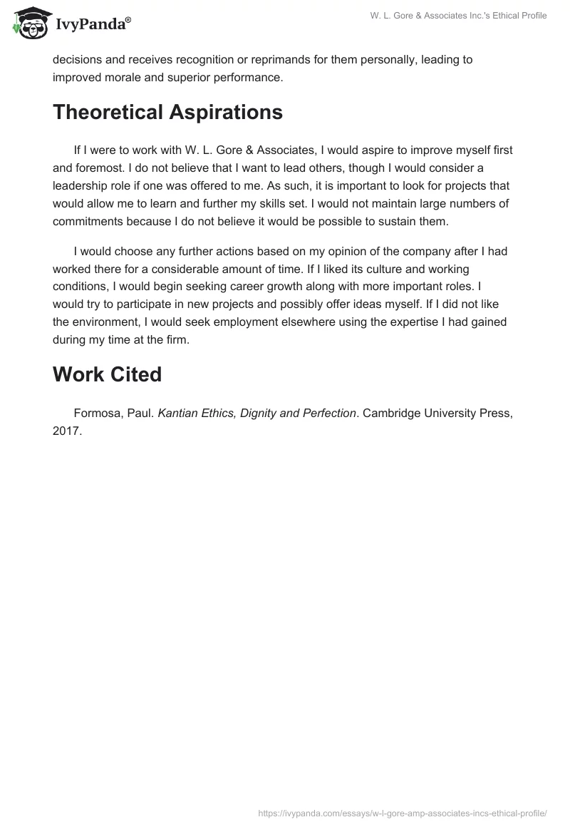 W. L. Gore & Associates Inc.'s Ethical Profile. Page 3