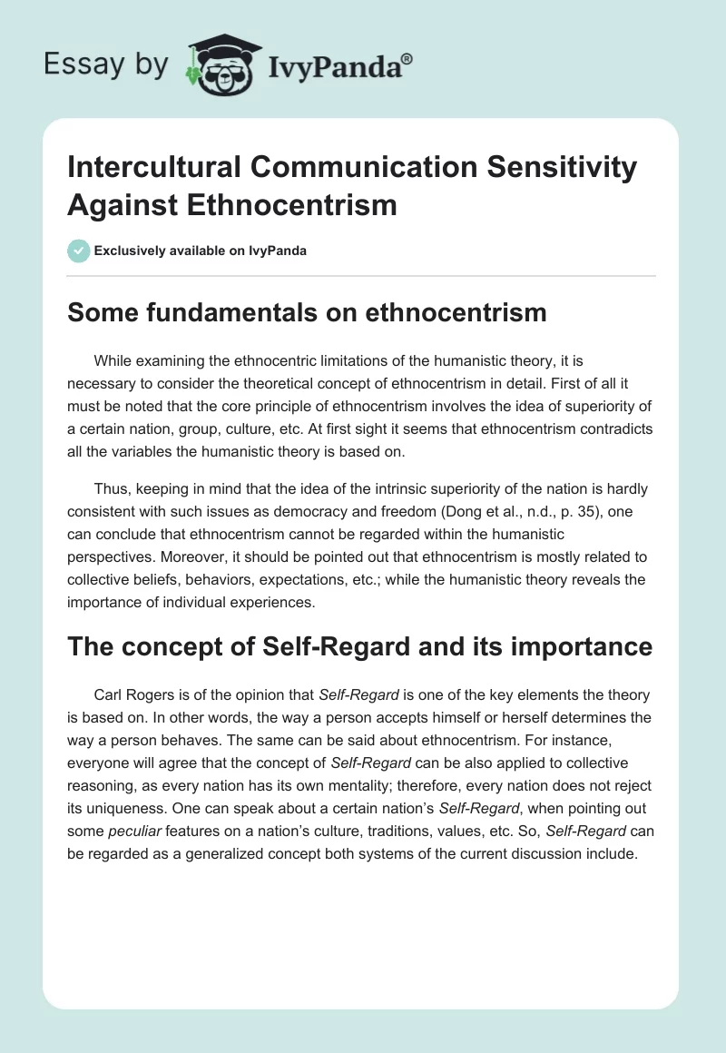Intercultural Communication Sensitivity Against Ethnocentrism. Page 1