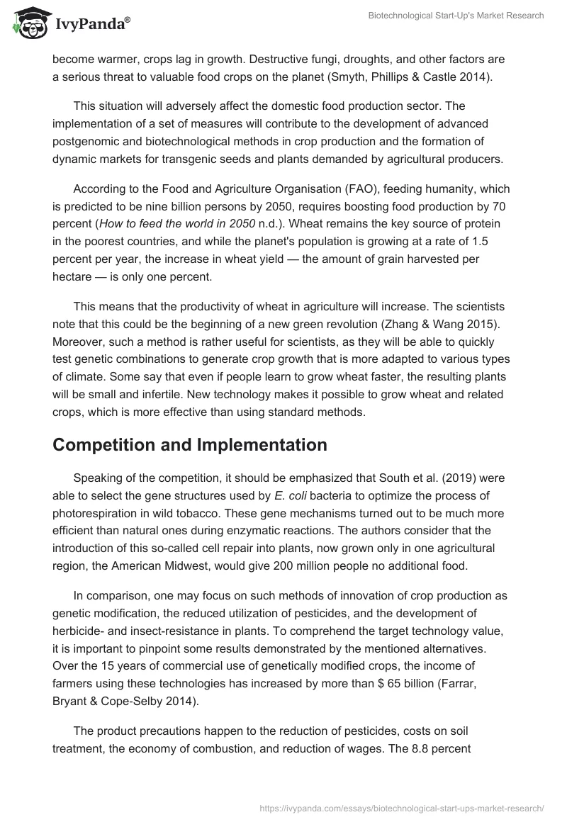 Biotechnological Start-Up's Market Research. Page 2