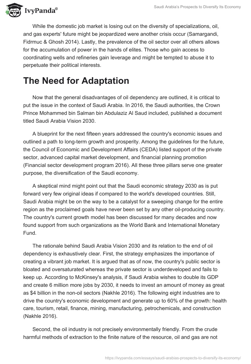 Saudi Arabia’s Prospects to Diversify Its Economy. Page 3