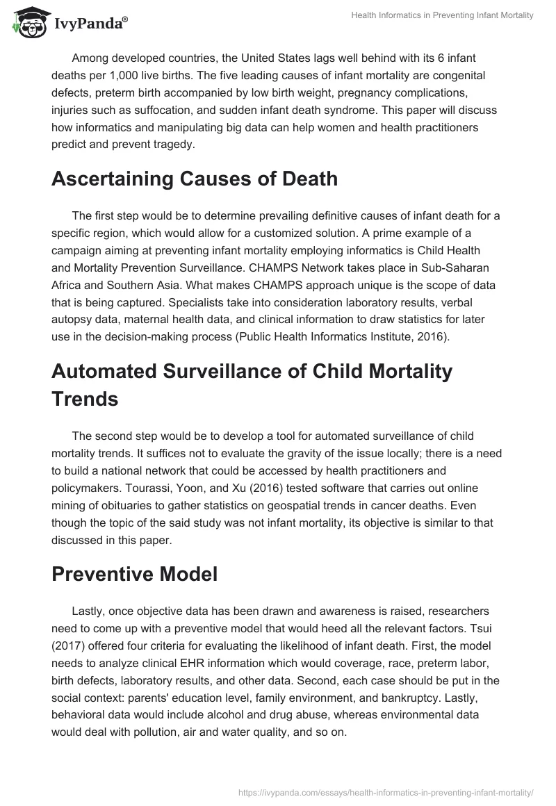 Health Informatics in Preventing Infant Mortality. Page 2