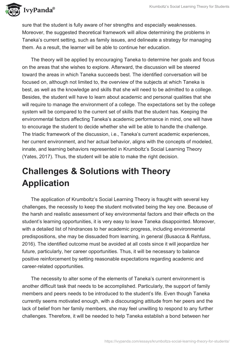 Krumboltz’s Social Learning Theory for Students. Page 3