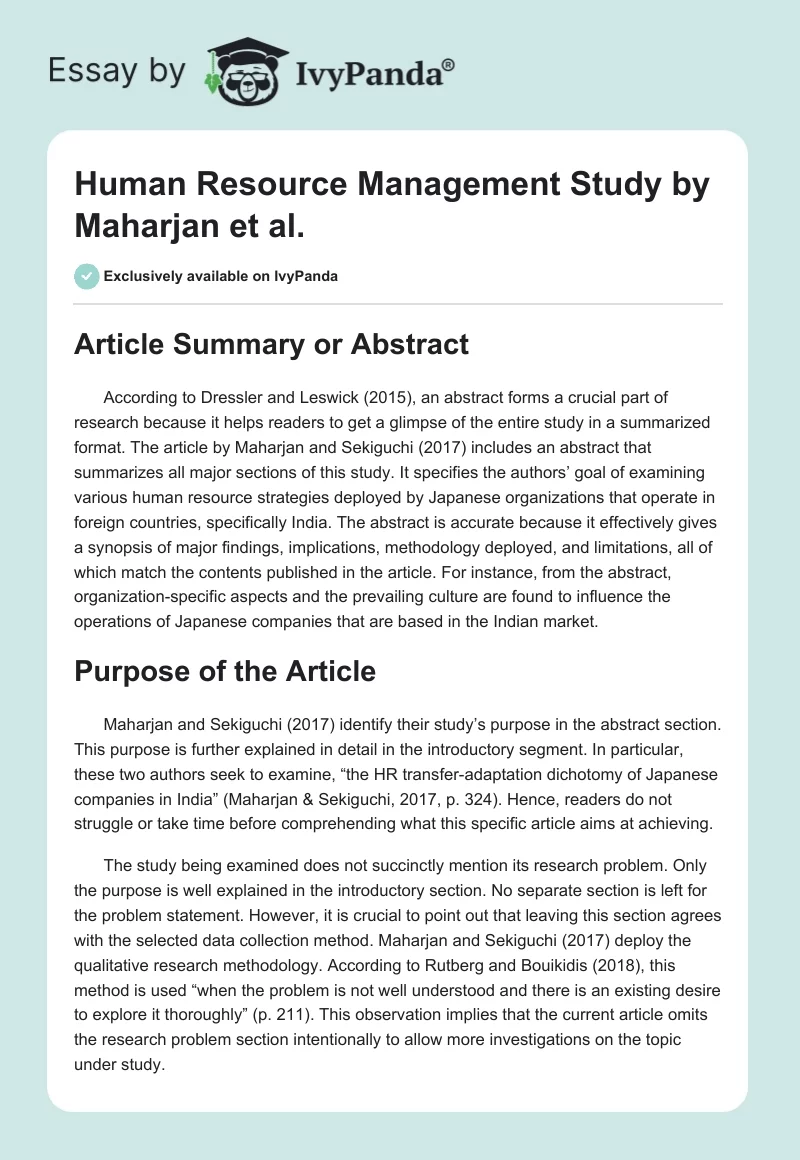 Human Resource Management Study by Maharjan et al.. Page 1