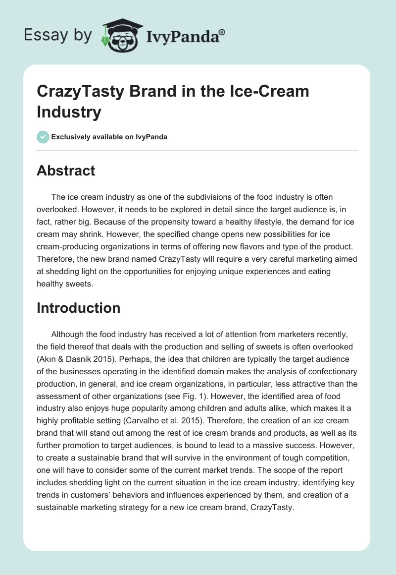 CrazyTasty Brand in the Ice-Cream Industry. Page 1
