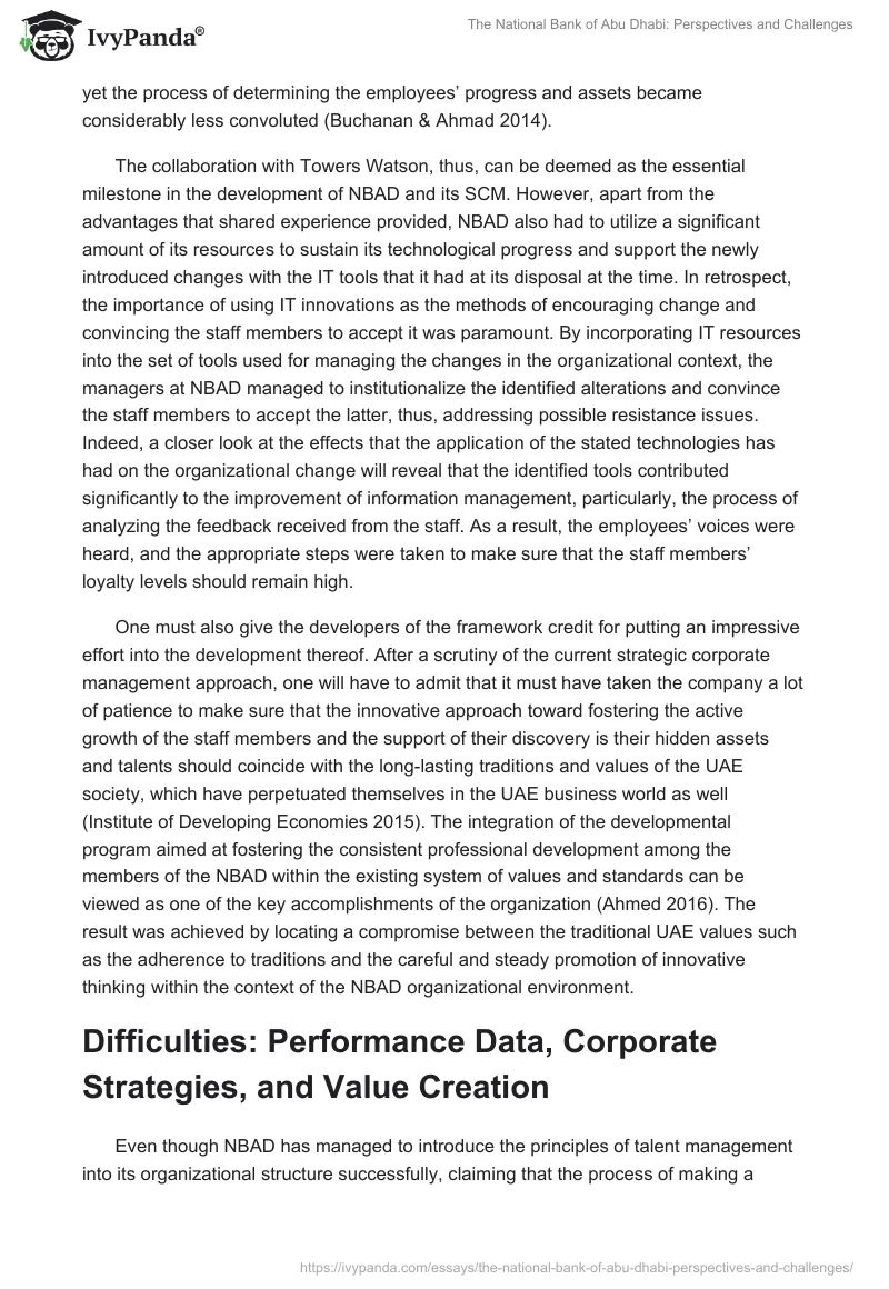 The National Bank of Abu Dhabi: Perspectives and Challenges. Page 5