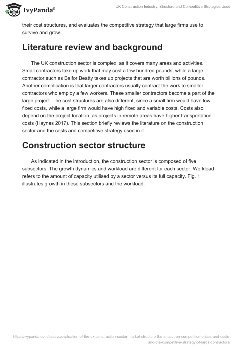 UK Construction Industry: Structure and Competitive Strategies Used. Page 2