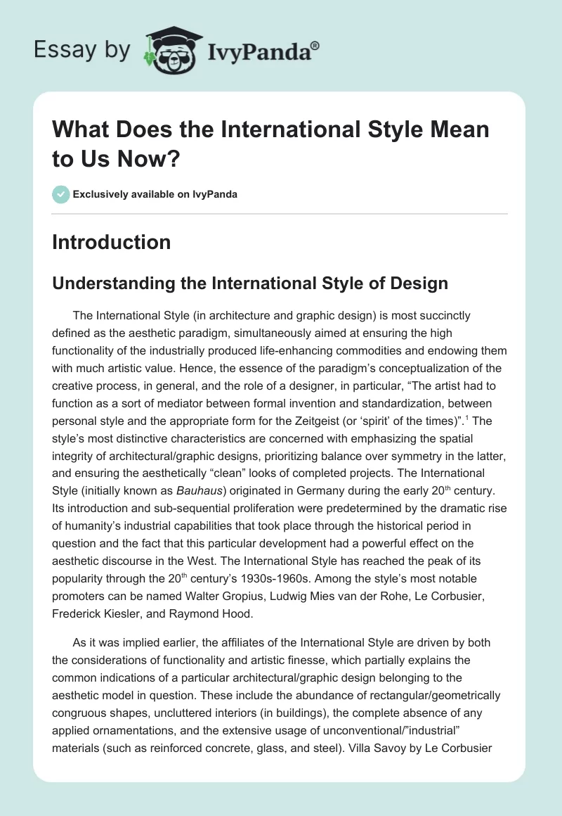 What Does the International Style Mean to Us Now?. Page 1