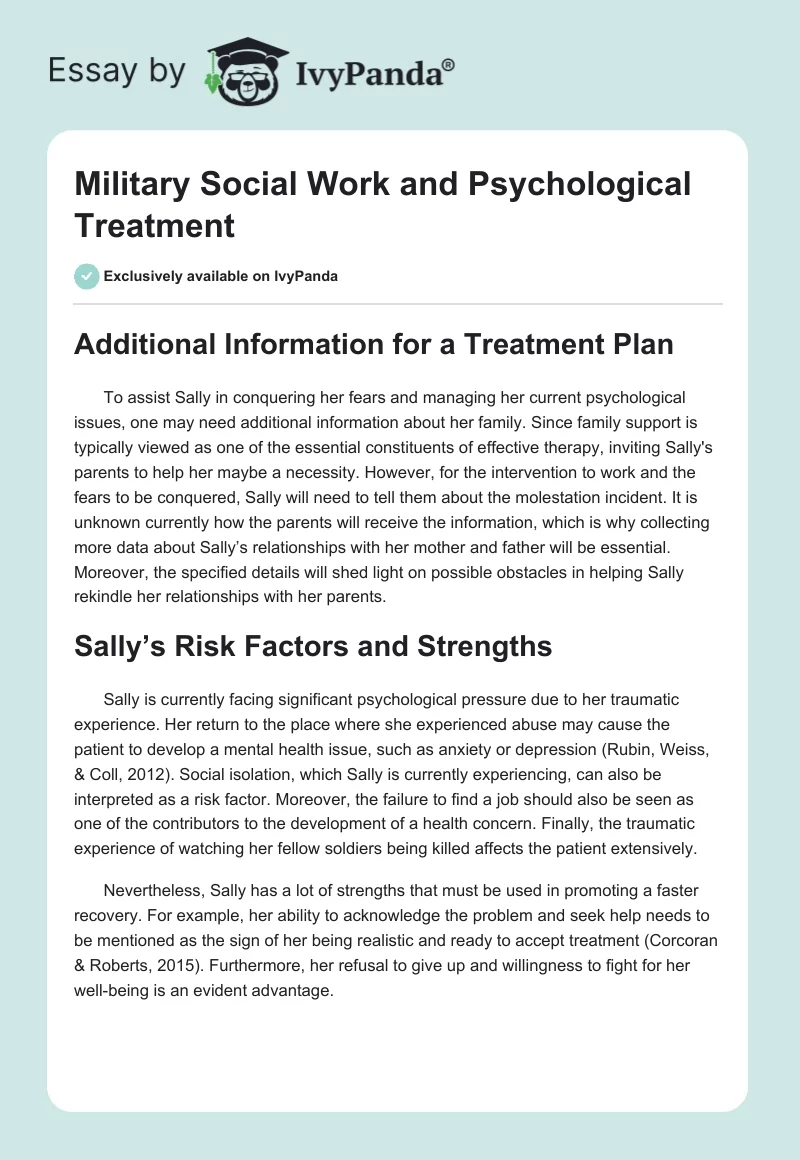 Military Social Work and Psychological Treatment. Page 1