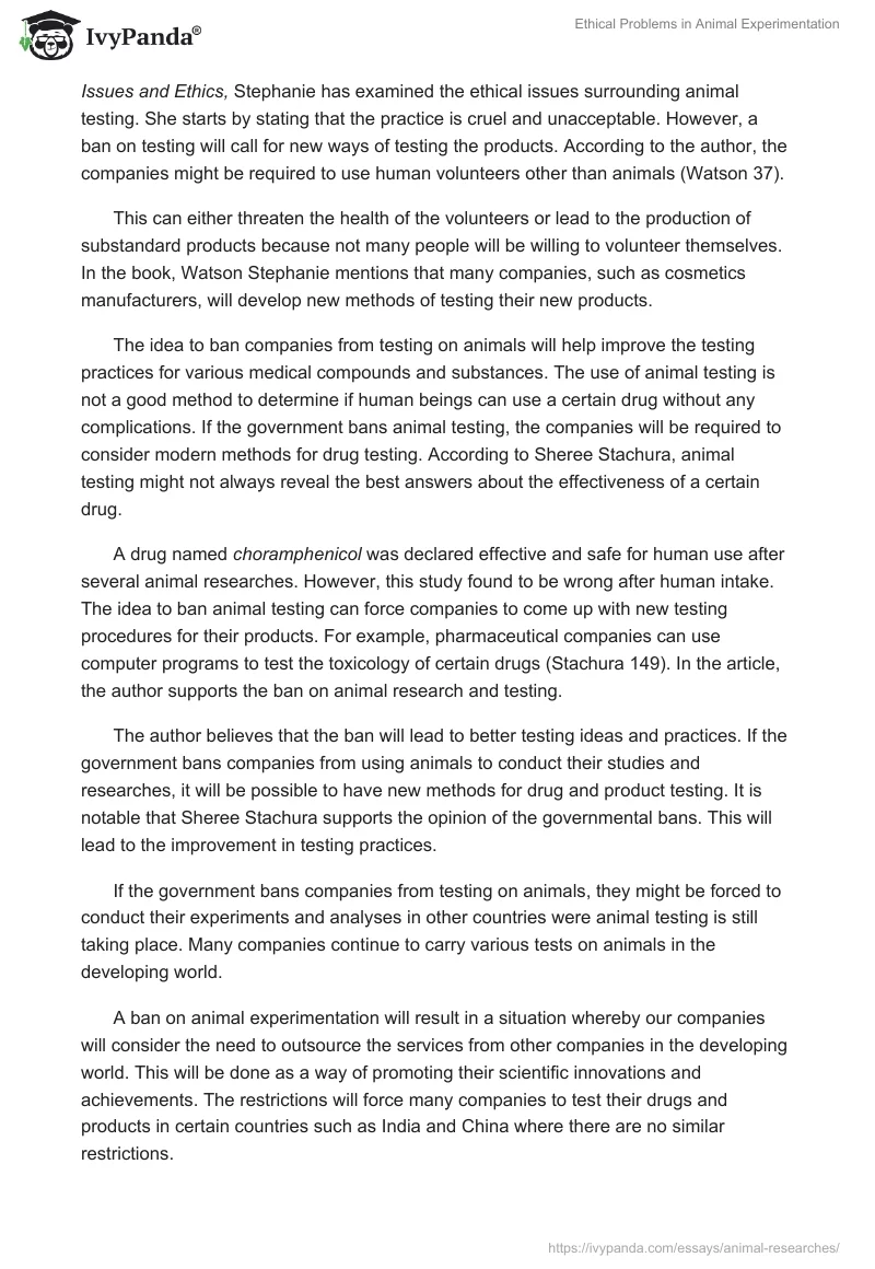 Ethical Problems in Animal Experimentation. Page 2