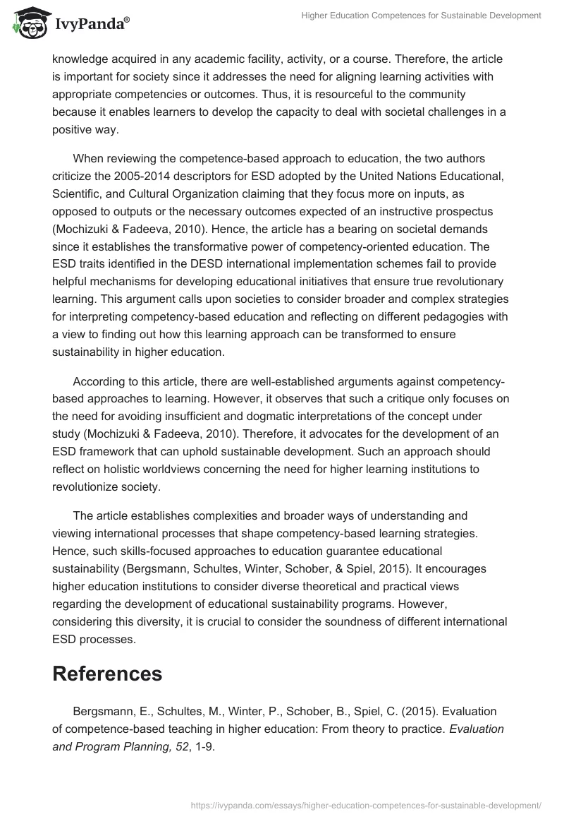 Higher Education Competences for Sustainable Development. Page 3