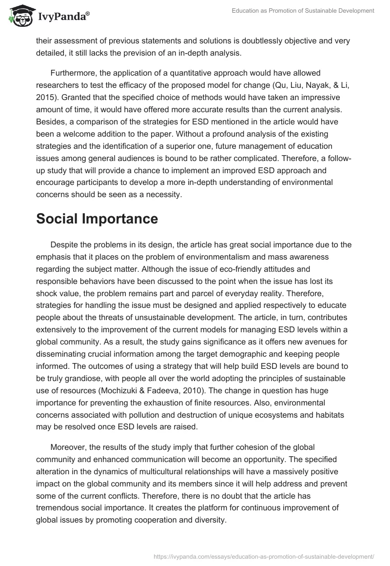 Education as Promotion of Sustainable Development. Page 3