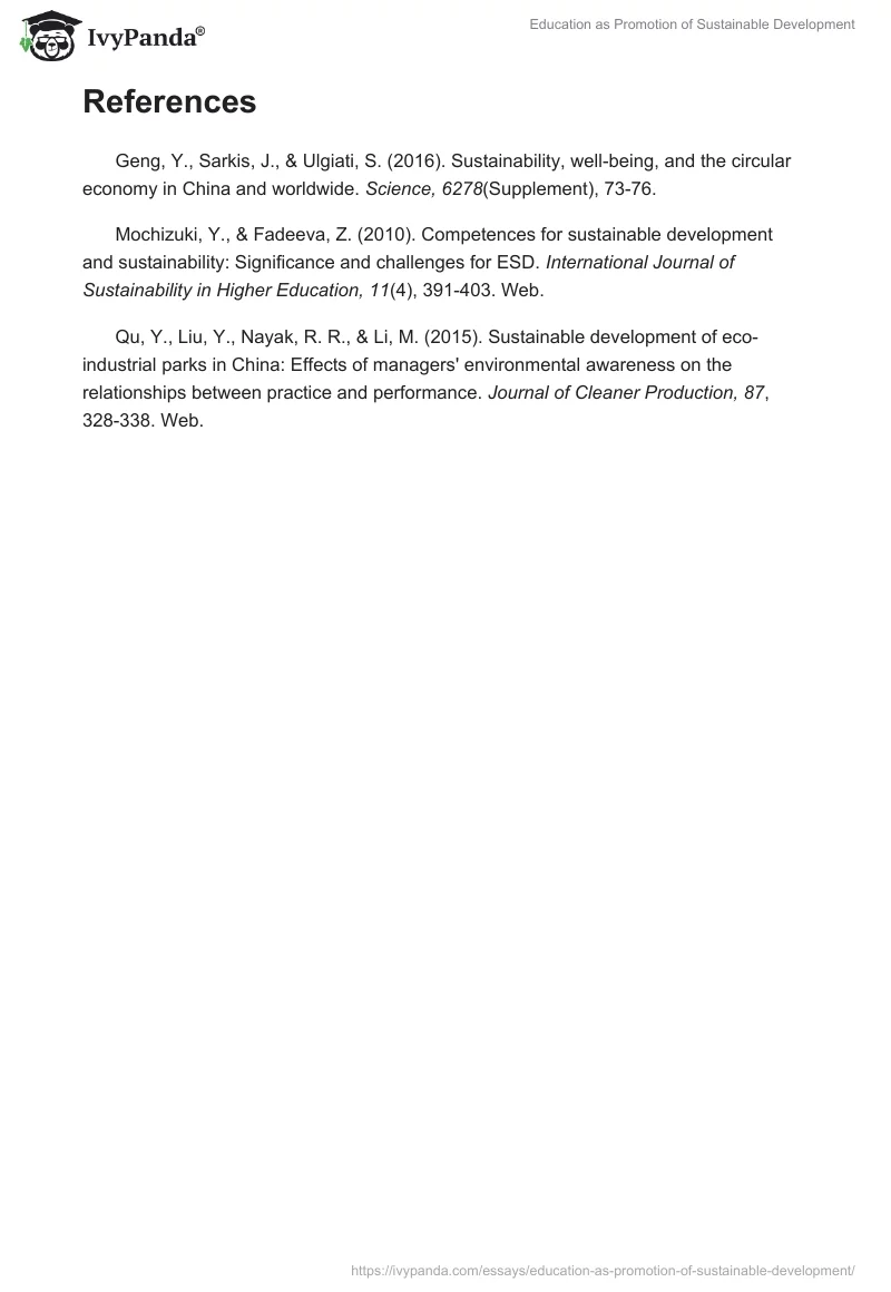 Education as Promotion of Sustainable Development. Page 4