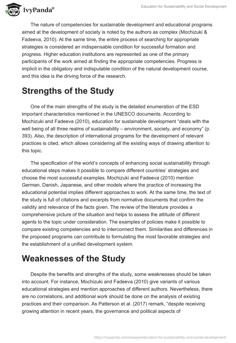 Education for Sustainability and Social Development. Page 2