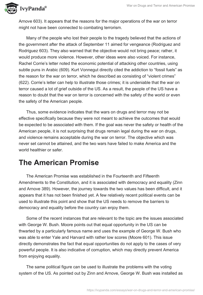 War on Drugs and Terror and American Promise. Page 2