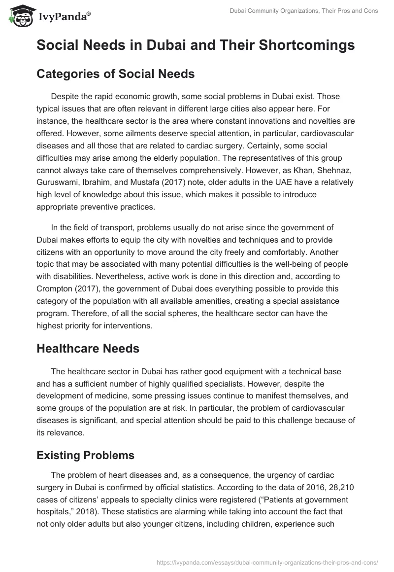 Social Needs in Dubai: Healthcare and Demographics. Page 2