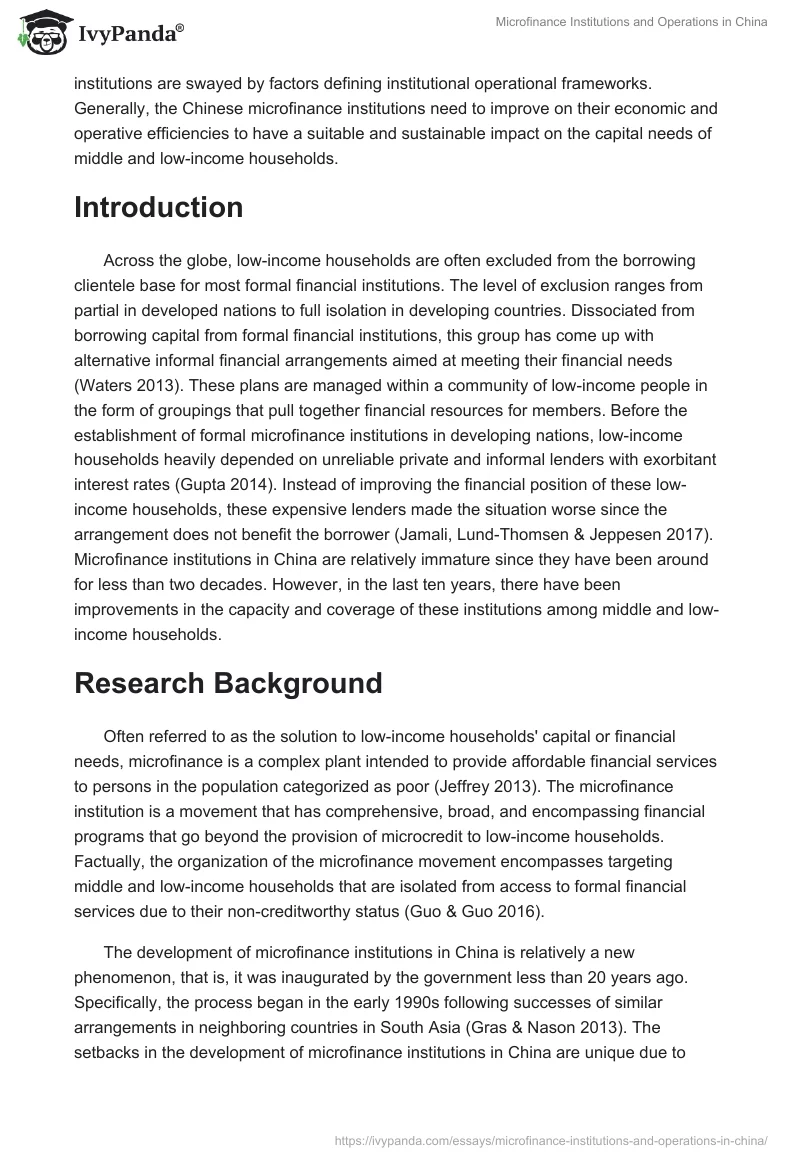 Microfinance Institutions and Operations in China. Page 2