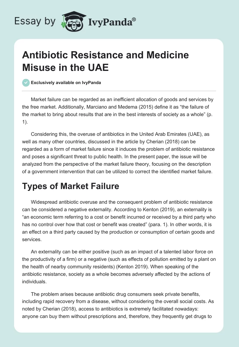 Antibiotic Resistance and Medicine Misuse in the UAE. Page 1