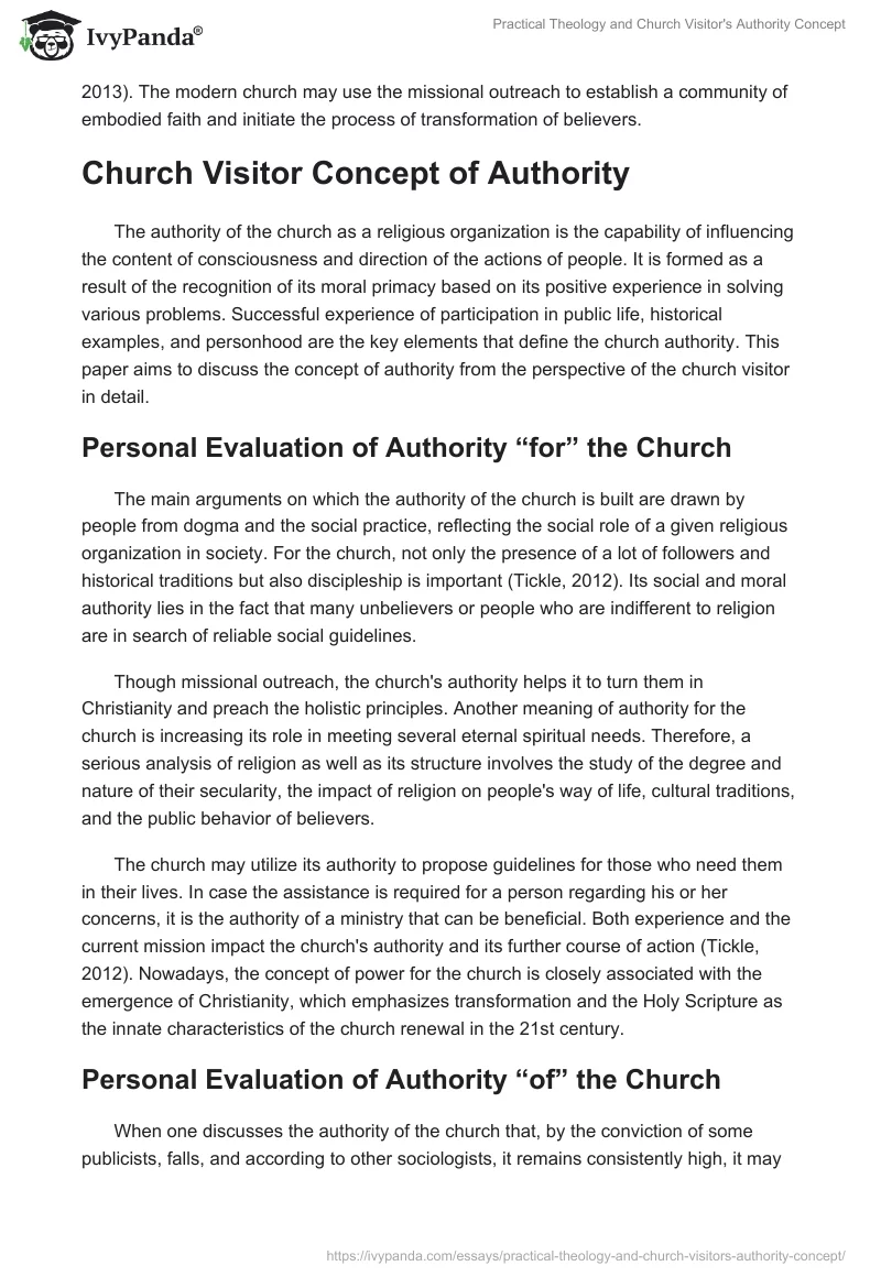 Practical Theology and Church Visitor's Authority Concept. Page 5