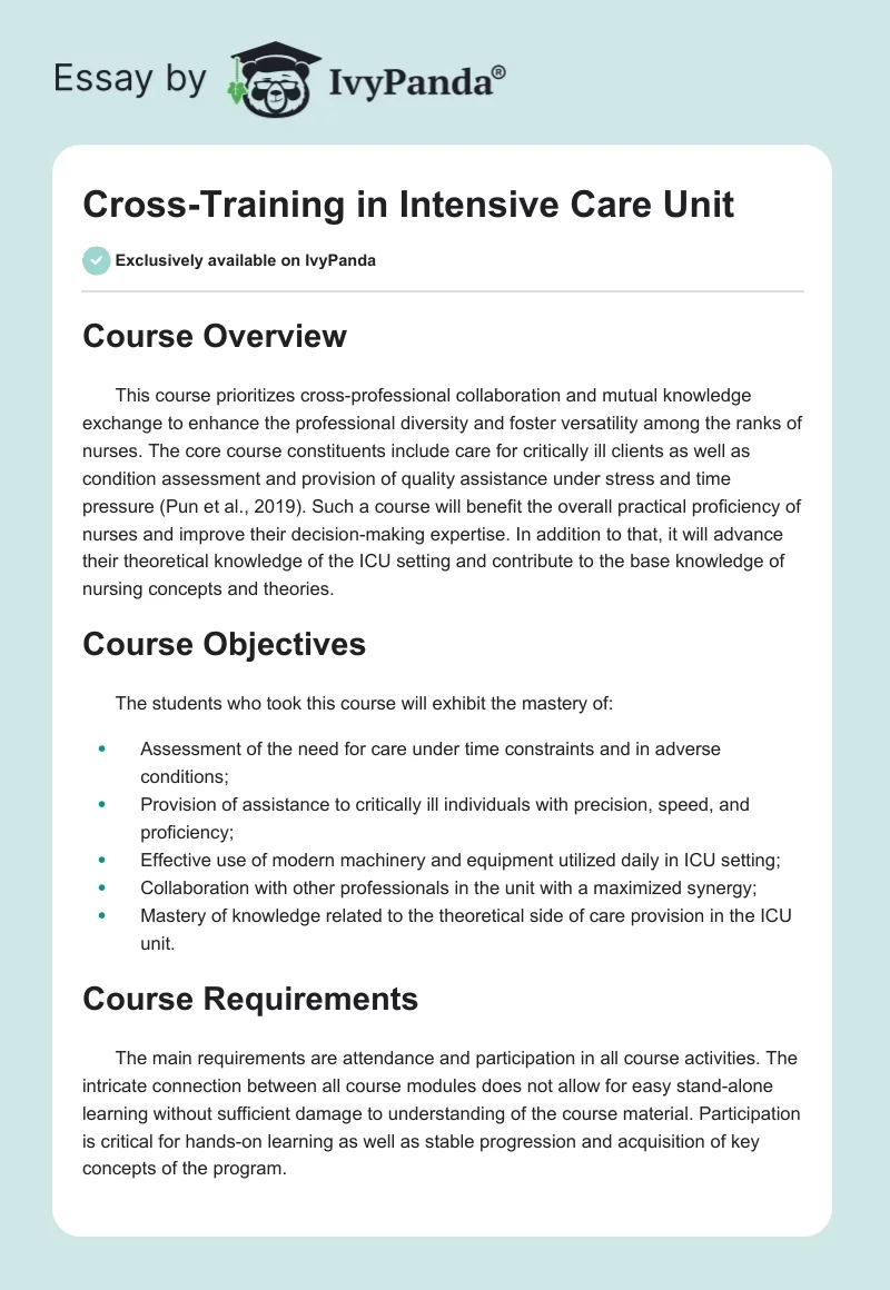 Cross-Training in Intensive Care Unit. Page 1