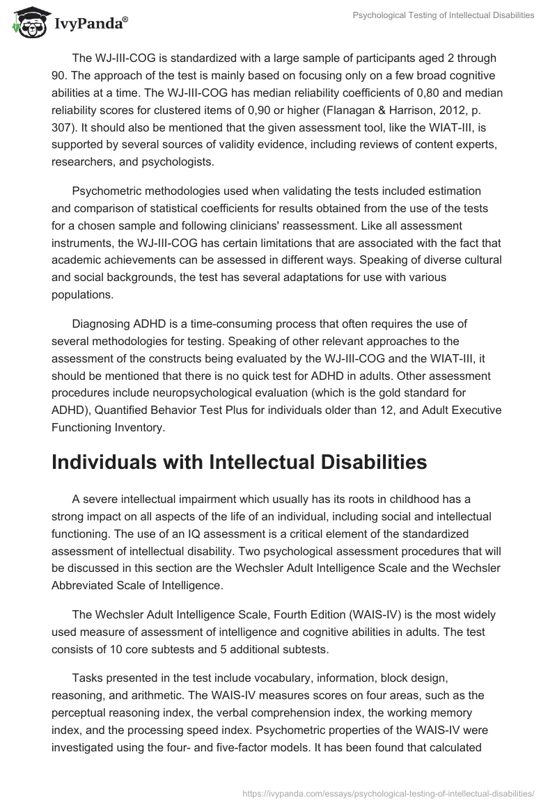 Psychological Testing of Intellectual Disabilities. Page 4