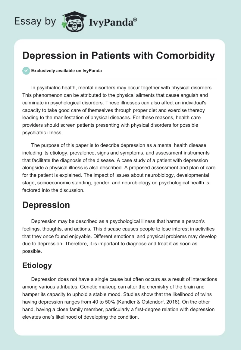 Depression in Patients with Comorbidity. Page 1