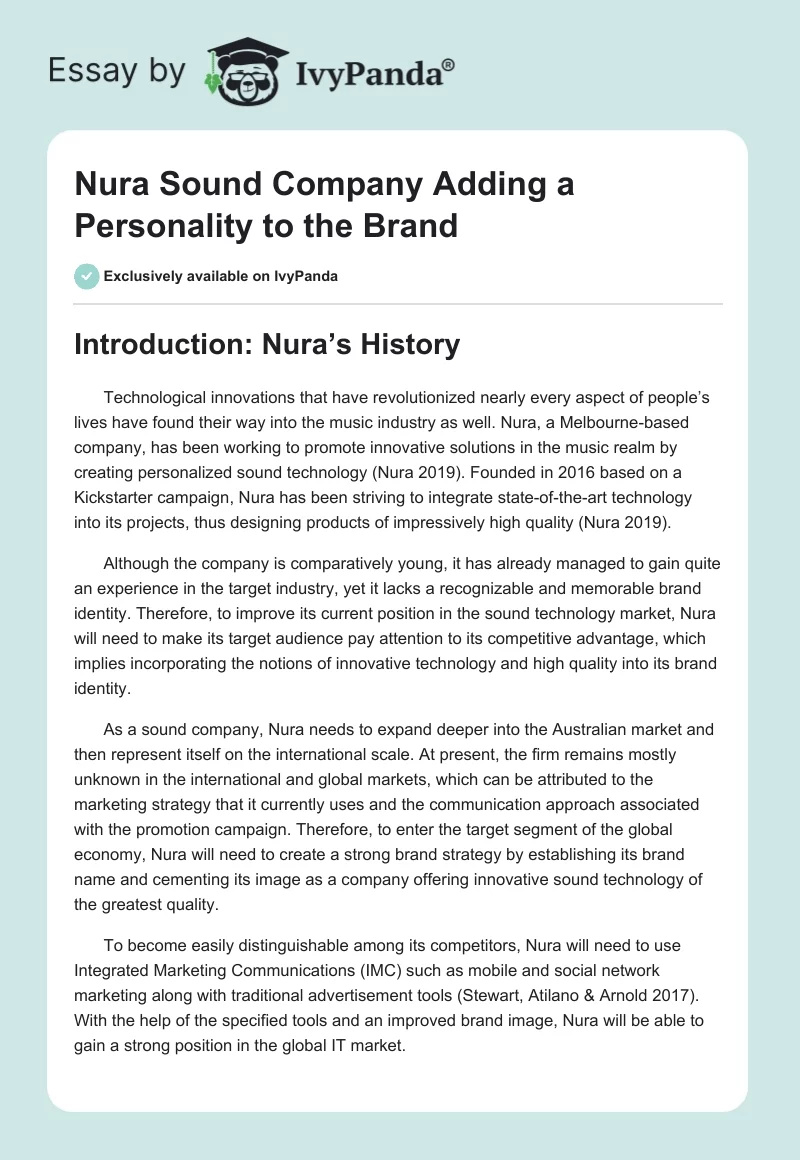 Nura Sound Company Adding a Personality to the Brand. Page 1