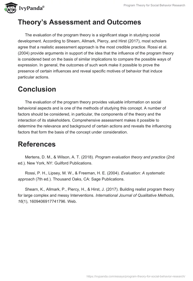 Program Theory for Social Behavior Research. Page 2