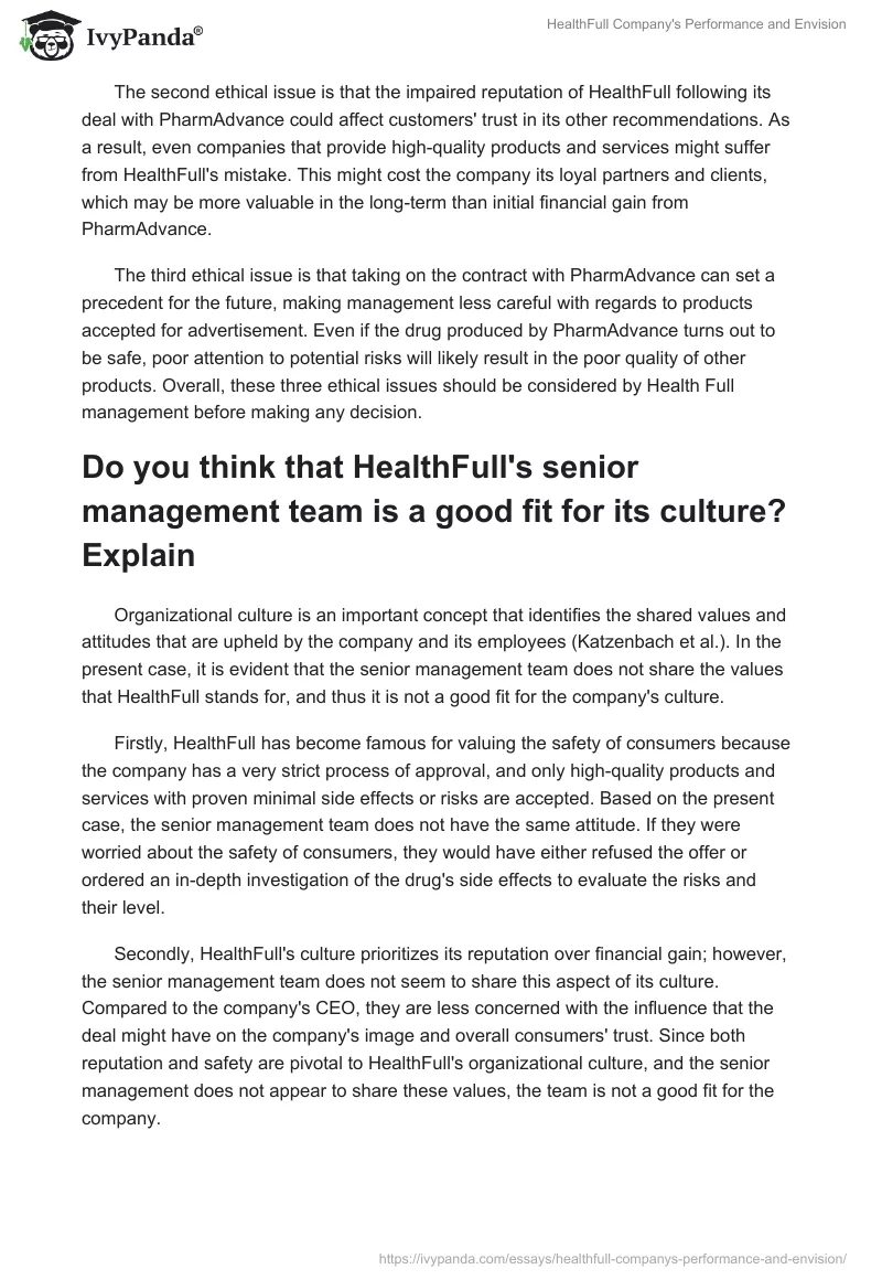 HealthFull Company's Performance and Envision. Page 2