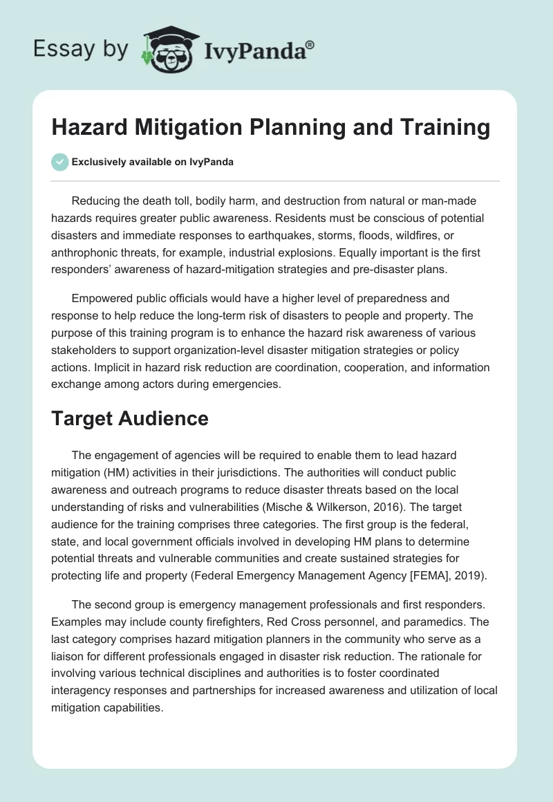 Hazard Mitigation Planning and Training. Page 1
