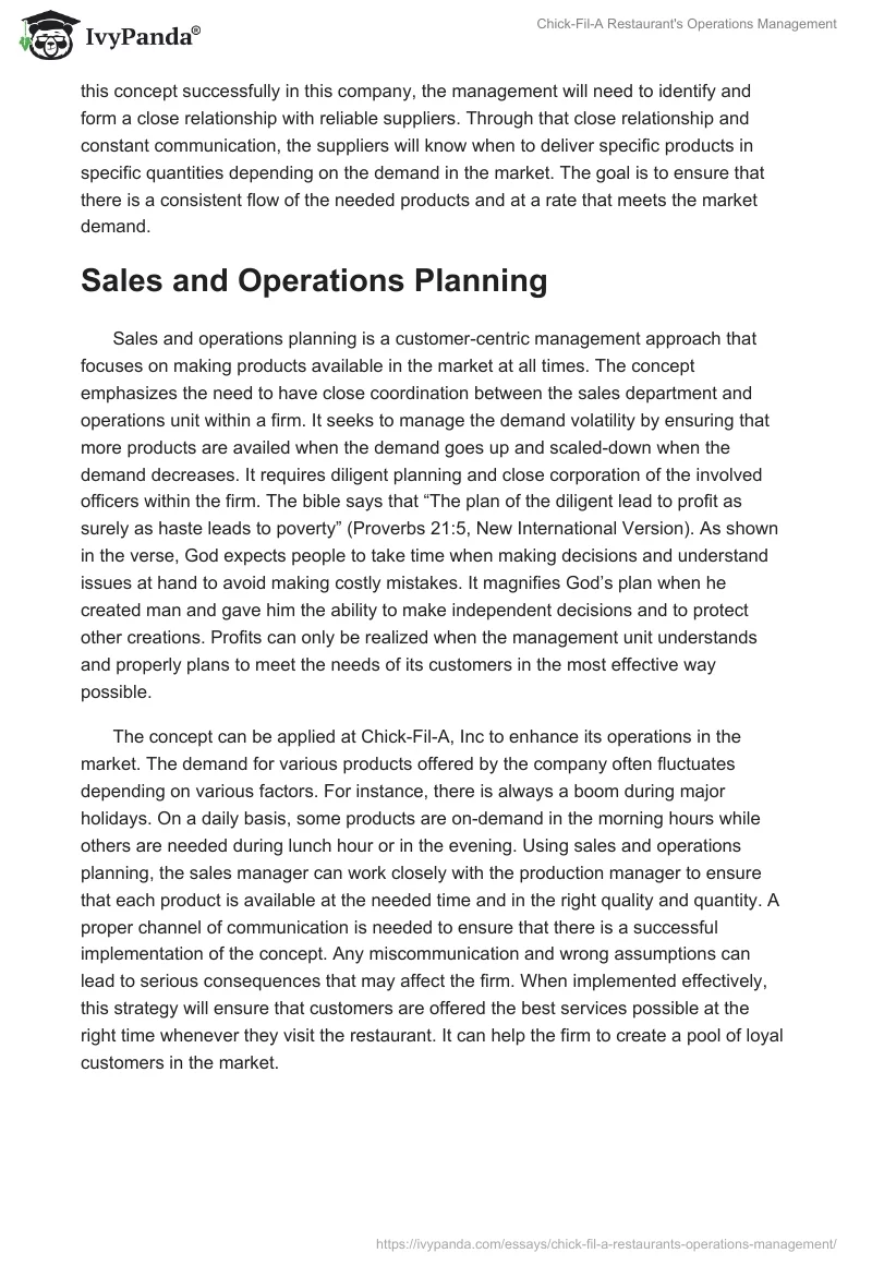 Chick-Fil-A Restaurant's Operations Management. Page 4