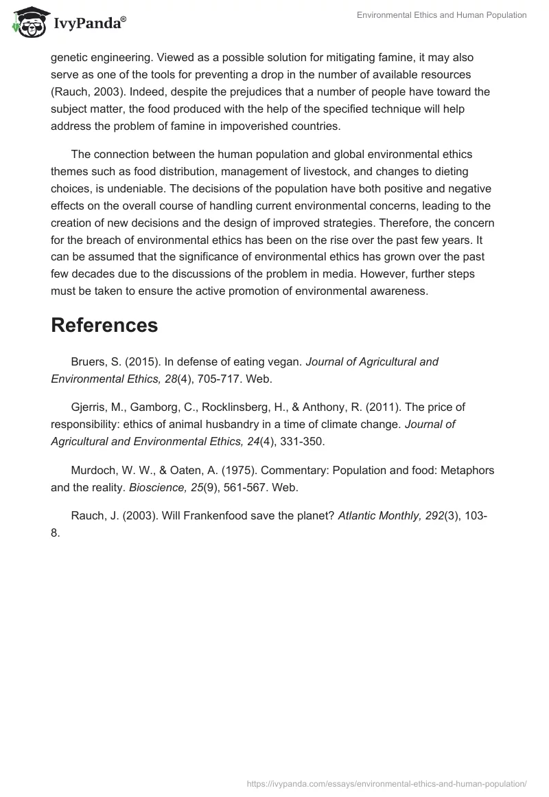 Environmental Ethics and Human Population. Page 2