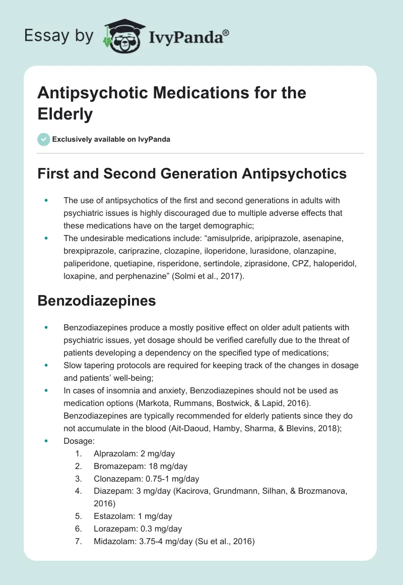 Antipsychotic Medications for the Elderly. Page 1