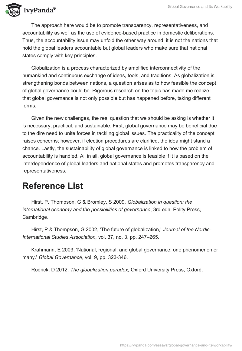 Global Governance and Its Workability. Page 3