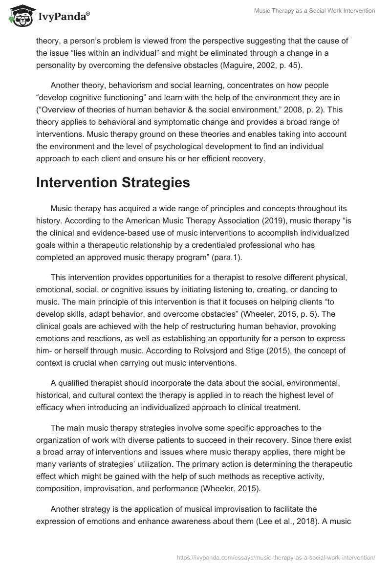 Music Therapy as a Social Work Intervention. Page 2