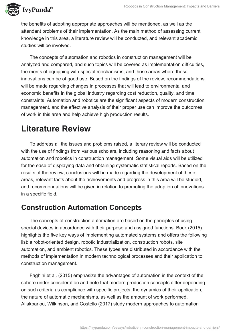 Robotics in Construction Management: Impacts and Barriers. Page 3