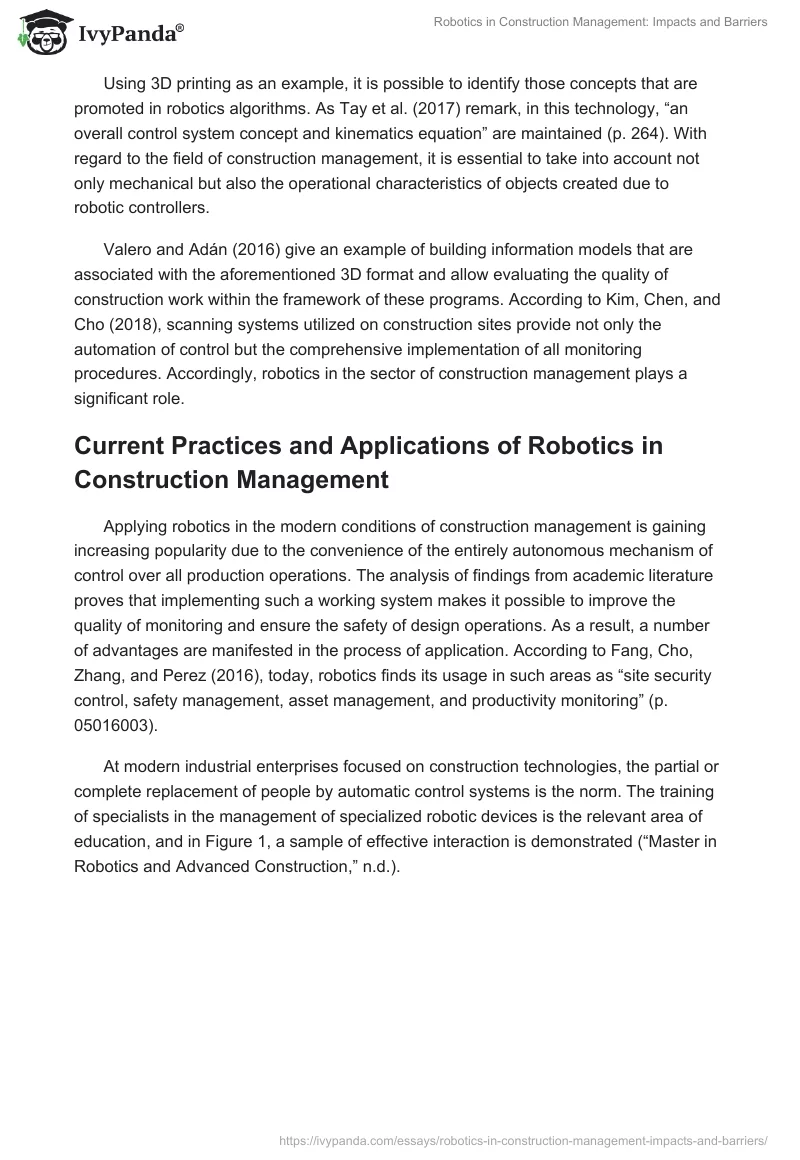 Robotics in Construction Management: Impacts and Barriers. Page 5